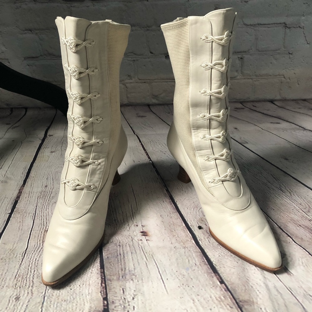 SOLD Stuart Weitzman Vtg Victorian Wedding Boots - Picture 8 of 8